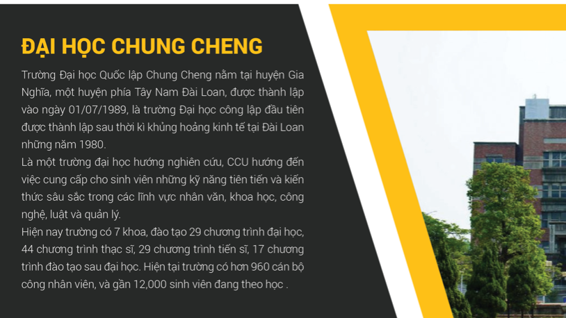 Thông báo về chương trình Học kỳ tiếng anh LEVEL 6 tại Đại học Quốc lập Chung Cheng, Đài Loan