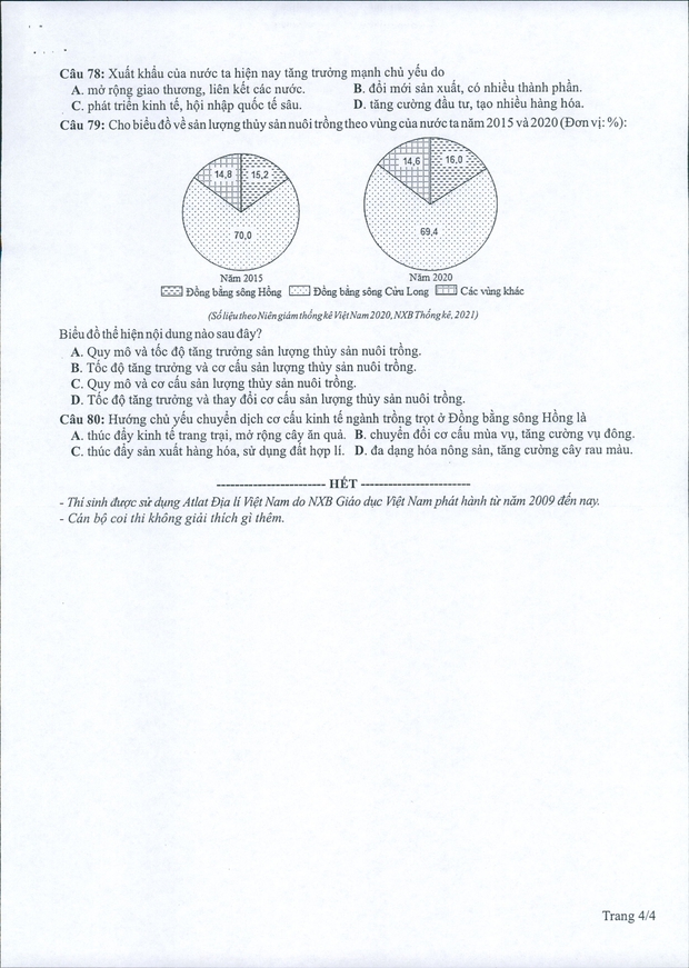 Đề thi minh họa tốt nghiệp THPT năm 2022 môn Địa lý - Ảnh 4.